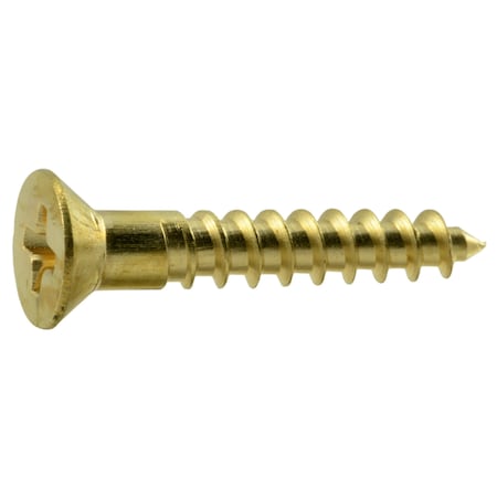 Midwest Fastener Wood Screw, #8, 1 in, Plain Brass Flat Head Phillips Drive, 100 PK 02865